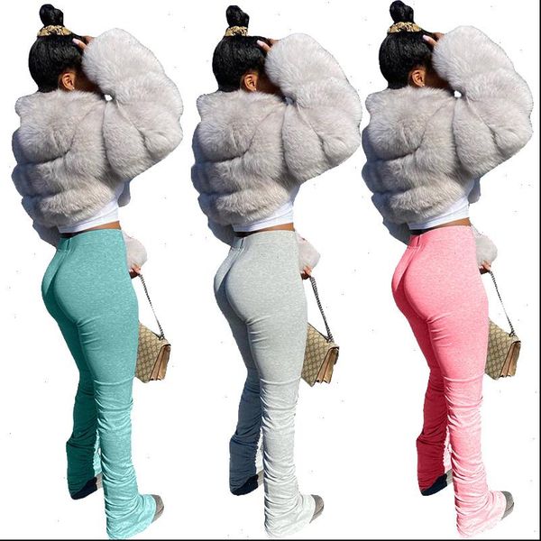 

stacked leggings joggers jogging femme womens capris split flare ruched sweatpants sweat trousers, Black;white