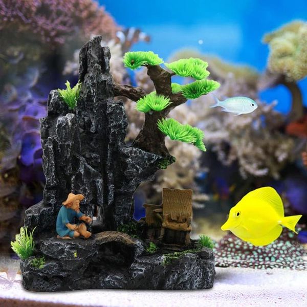 

decorations fish hideaway eco-friendly tank cave stone ornament for shrimp