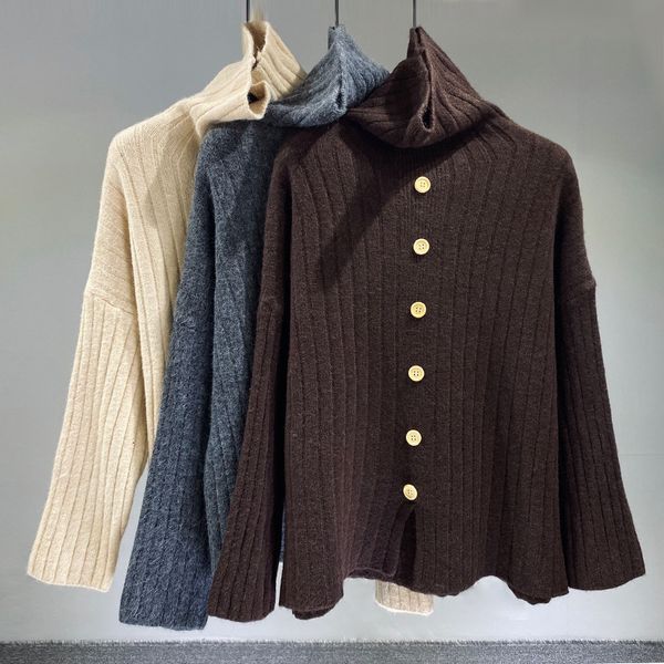 

sweaters Womens 2021 button up mesh loose turtleneck elegant female cardigans pullover outwear t069, White;black