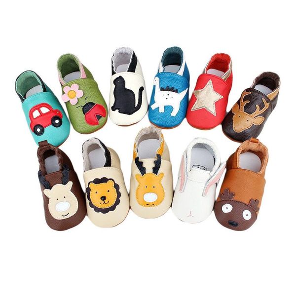 

first walkers soft cow leather shoes baby boy girl infant shoe slippers style walker genuine skid-proof kids