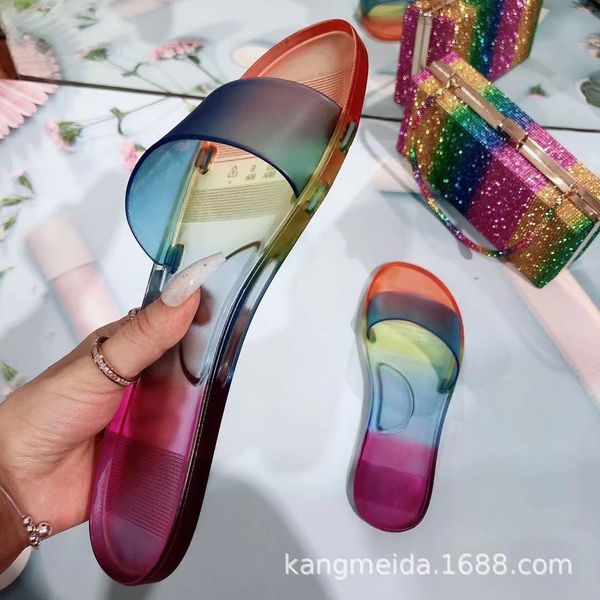 

luxury slippers large women's sho 2021 jelly sandals, Black