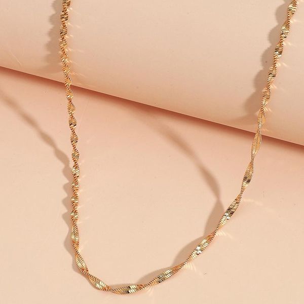 

chains short clavicle chain water wave imitation rose gold necklace, Silver