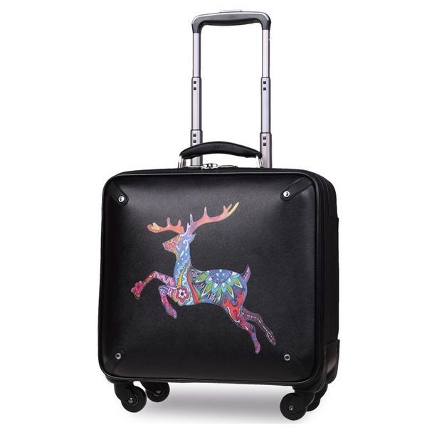 

suitcases kangaroo pu trolley suitcase fashion spinner portable rolling luggage luxury carry on 16/18 inch boarding