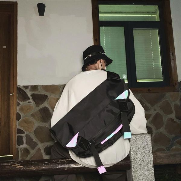 

tide brand student one-shoulder messenger postman female back sportsman ins laser hip-hop reflective trend bag street backpack xdhkp