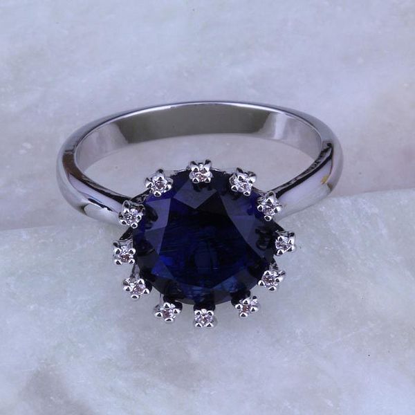 

cluster rings love monologue excellent blue crystal cubic zirconia round silver color for women size 6/7/8/9 j0215, Golden;silver