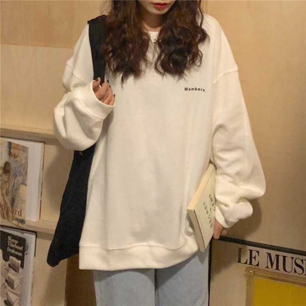 

women spring autumn printing solid color sweatshirt o neck pullover winter female tracksuit plus size clothing 210601, Black