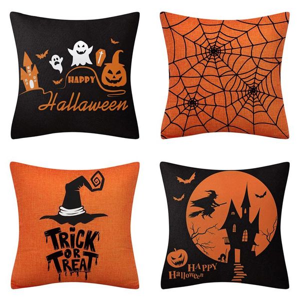 

pillow case halloween series cushion cover orange black cases cartoon pumpkin happy printing