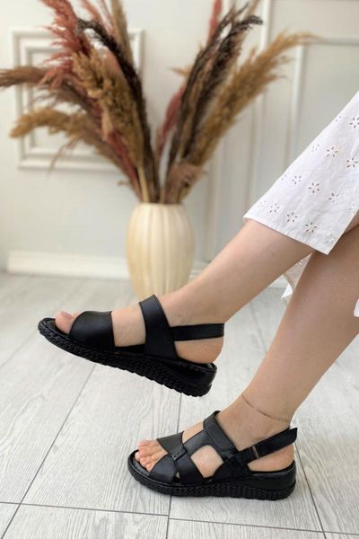 

sandals genuine leather black women 's comfort tmd16090