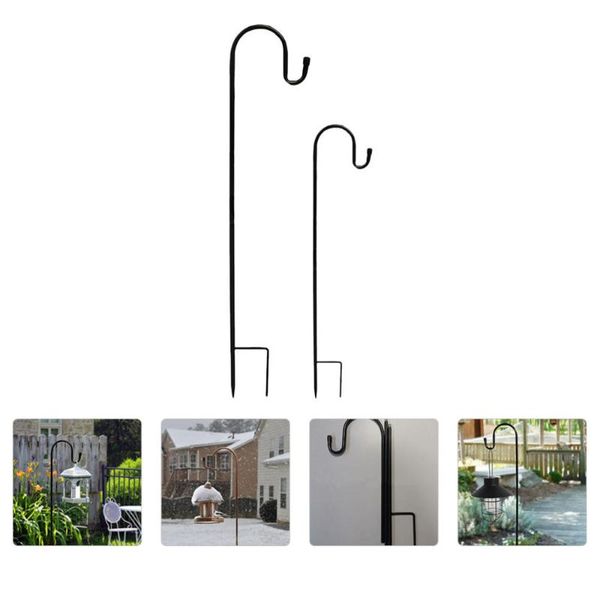 

2pcs garden insert iron rod plant holder outdoor lantern shepherd hook for yard hooks & rails
