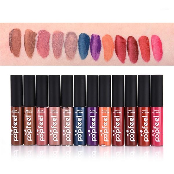 

matte liquid lip gloss moisturizing waterproof lipstick stick nude multicolor glosses long lasting non-stick cup cosmetics1