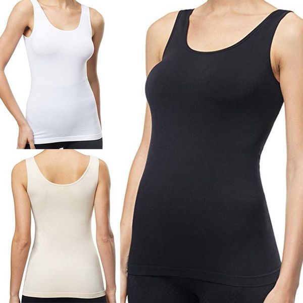 

women's tanks & camis summer women bottoming slim-fit vest sleeveless pure color blouse u shape tank daily casual shirt, White
