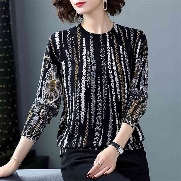 

yisu knitted sweater women autumn winter o-neck long sleeve loose pullover jumper floral pattern printed sweaters 210922, White;black