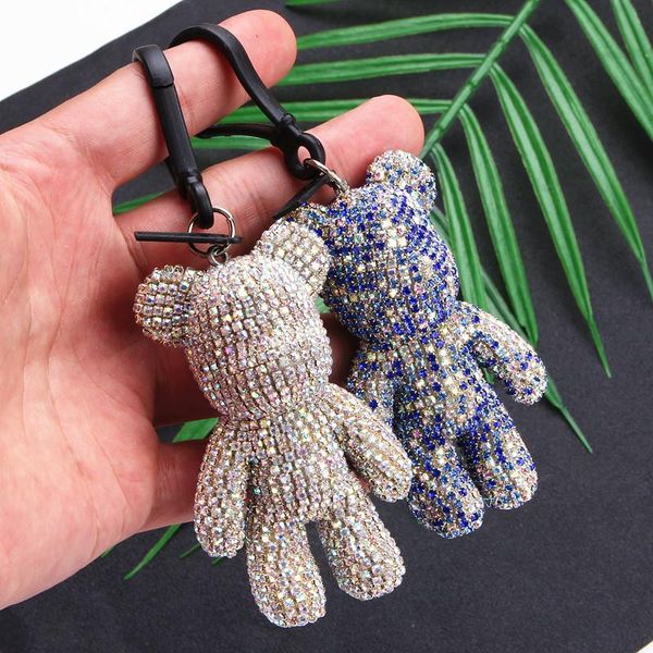 

bomgom rhinestone cartoon gloomy bear keychain car tassel key chain ring holder pendant for bag charm chaveiro llaveros mujer, Slivery;golden
