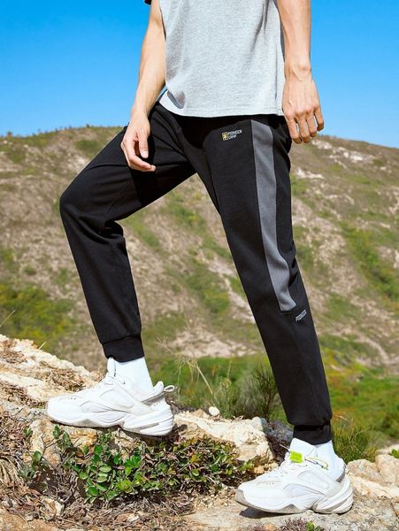 

men contrast sideseam sweatpants p8wv#, Black
