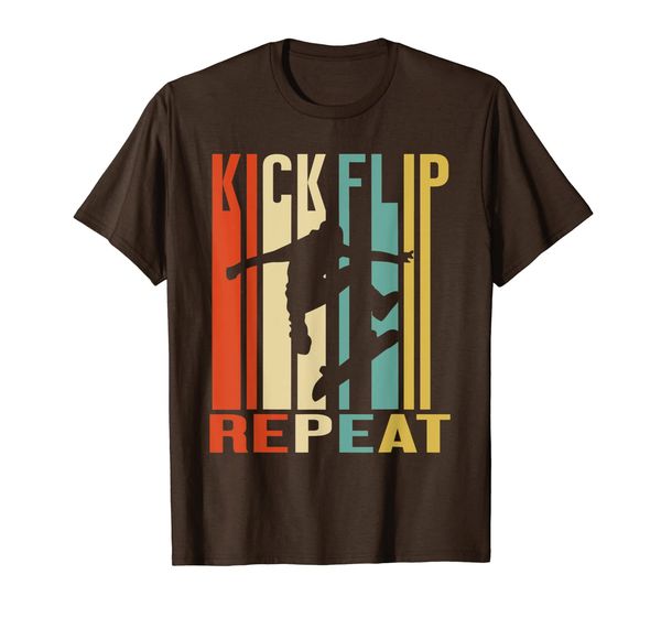 

kick flip repeat vintage skate t-shirt, White;black
