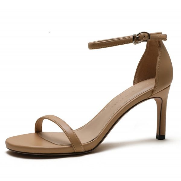 

sandals summer high heels elegant women open toe thin sandal beautiful sheepskin leather black nude shoes woman m0069 xr69