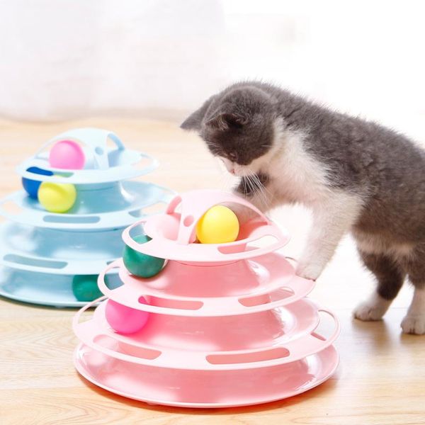 

cat toys tracks toy four levels of interactive play circle track with moving balls kitten fun mental physical exercise puzzle
