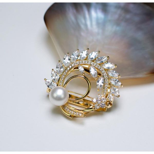 

pins, brooches madalena sarara zirconia flower brooch luxury style fine pin for women jewelry, Gray