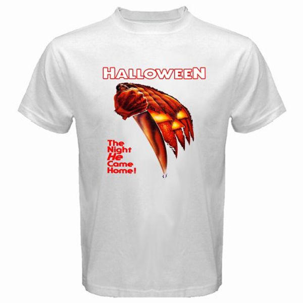 

new halloween movie poster michael myers men's white t-shirt size s - 3xl, White;black