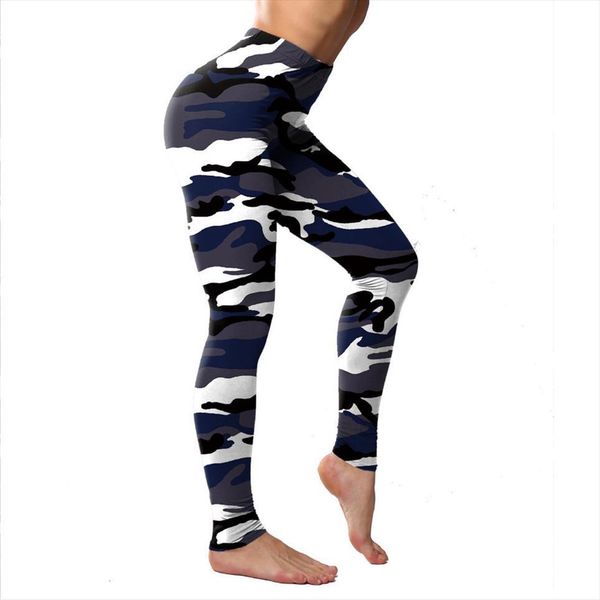 

camouflage printed polyester elastic fitness womens leggings push up sporting leggins plus size female, Black