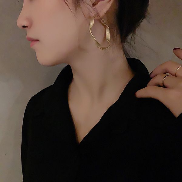 

925 silver needle metal irregular earrings fashion exaggerated circle geometric earrings net red versatile earrings