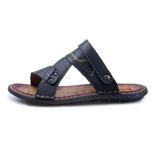 

sandals cuero roman sandel sandale sandal masculino playa ete para bain sandles work da genuine piel men cuir man 2021 herren, Black