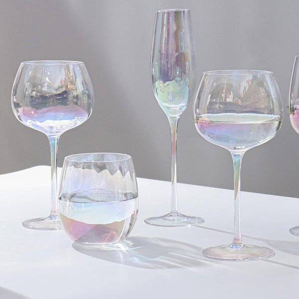 

wine glasses luxurious rainbow glass cup nightclub party set champagne goblet crystal beer water mug kitchen decorate drinkware