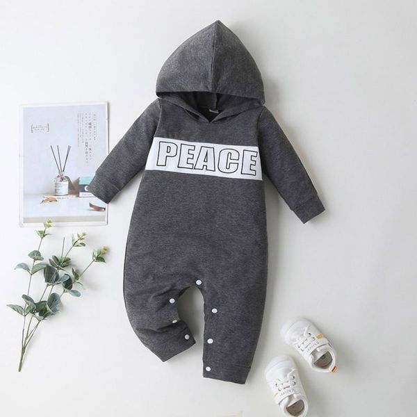 

jumpsuits bodysuit for born infant baby boys girls winter long sleeve solid color hoodie print letter romper jumpsuit clothes, Blue