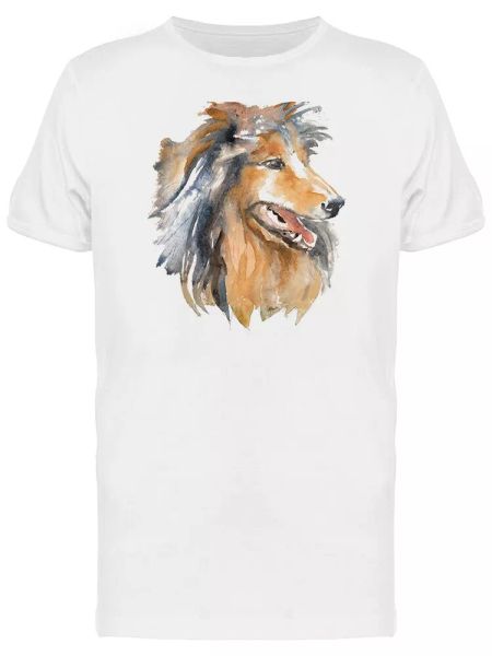 

the long-haired collie painting tee men's -image by shutterstock, White;black
