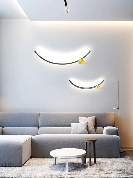 

wall lamp nordic indoor decor led light black for bedroom bedside modern living room sofa background hallway mounted sconce