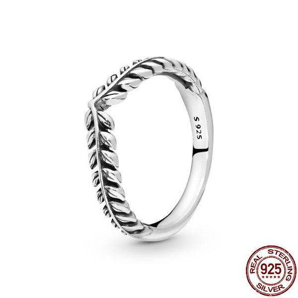 

cluster rings 925 sterling silver for women wheat ear carved wishing bone ring making jewelry gift party engagement cmr021, Golden;silver
