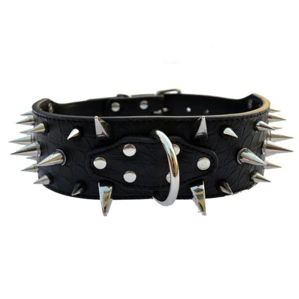 

sharp spiked studded dog collars pu alloy horned spike adjustable breathable leather neck supplies & leashes
