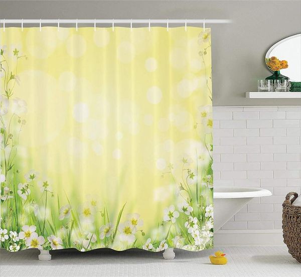 

shower curtains flower curtain flowering field with fresh grass soft springtime pale colored blurred image bathroom decor set hooks