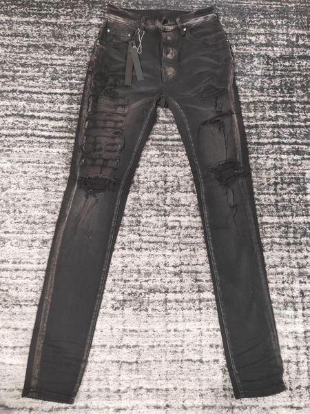 

men's jeans men logo appliques distressed skinny black, Blue