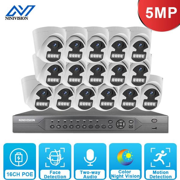 

security camera system 16ch 8ch 4k poe nvr kit hd 5mp full color night vision ip cctv video surveillance cameras set wireless kits