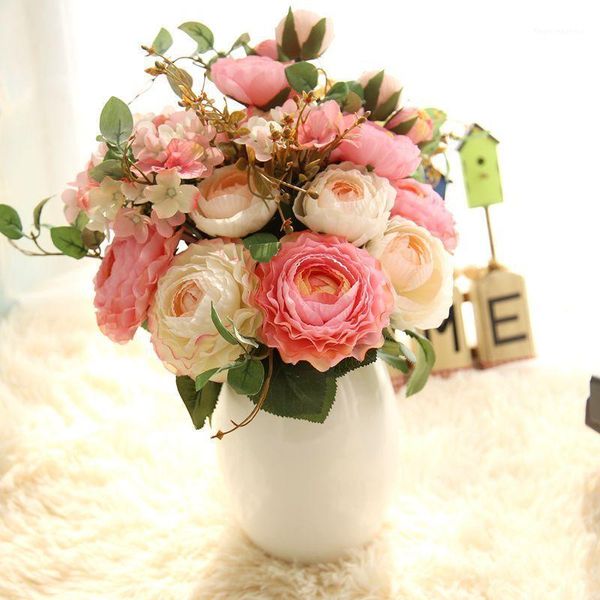 

land lotus hydrangea bouquet christmas decorations artificial flower highly simulated home decoration wedding fake decorative flowers & wrea