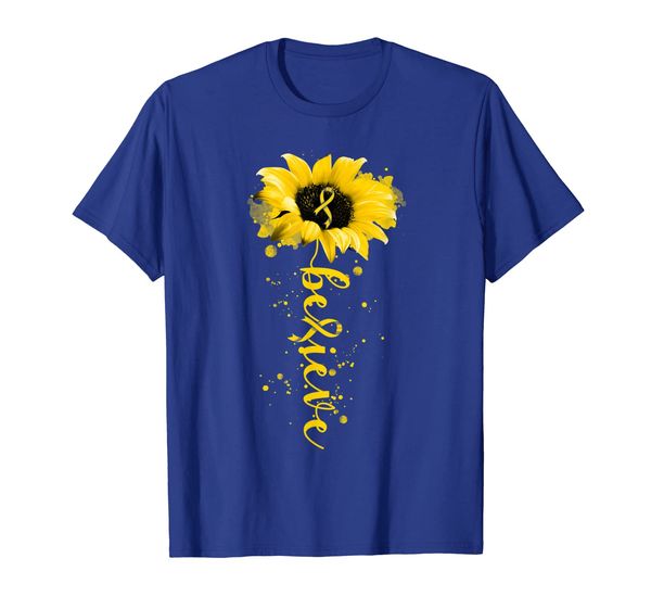 

believe sunflower spina bifida awareness t-shirt, White;black