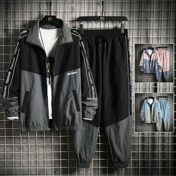 

men's tracksuits men casual sets high qualit sweat suits matchingspring autumn fashion trend student tracksuit ropa hombre jacket bc50t, Gray