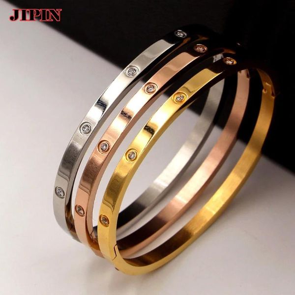 

bangle fashion lovers bracelets woman stainless steel bangles and cubic zirconia golden jewelry gifts b0934, Black