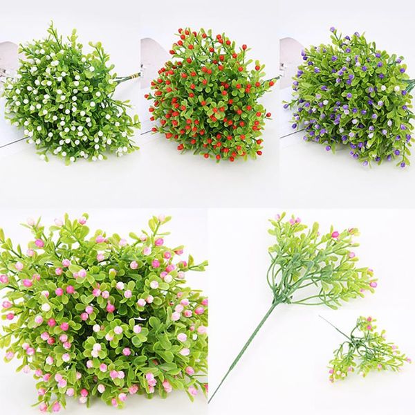 

decorative flowers & wreaths diy fake flower with leaf green grass plastic plant home small tree potted decoration wedding garden office