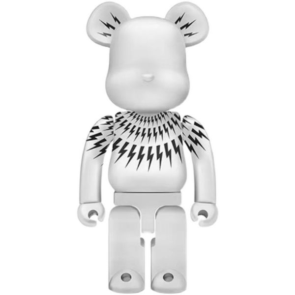 Il nuovo blocco violento pre-vendita bearbrick Macau limited Neil Barrett nome congiunto White Lightning 400% decorazione alla moda regalo per bambini 28 cm