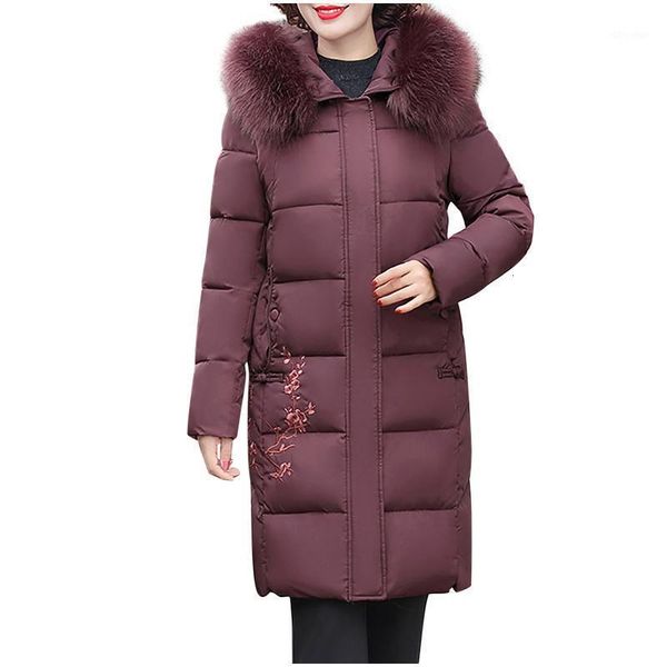 

Down & Jackets Female Women's Parkas Hooded Warm Winter Coat Mid-length Slim Cotton Padded Jacket Plus Size -6xl1 1HZG, Black