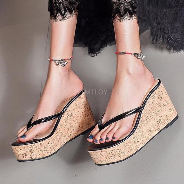 

super high heels large size 35-43 platform wedges slippers mules shoes women sandals zapatillas mujer casa, Black