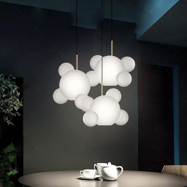 

modern clear white glass bubbles golden silver lustre chandelier lighting.suspension luminaire lampen for foyer chandeliers