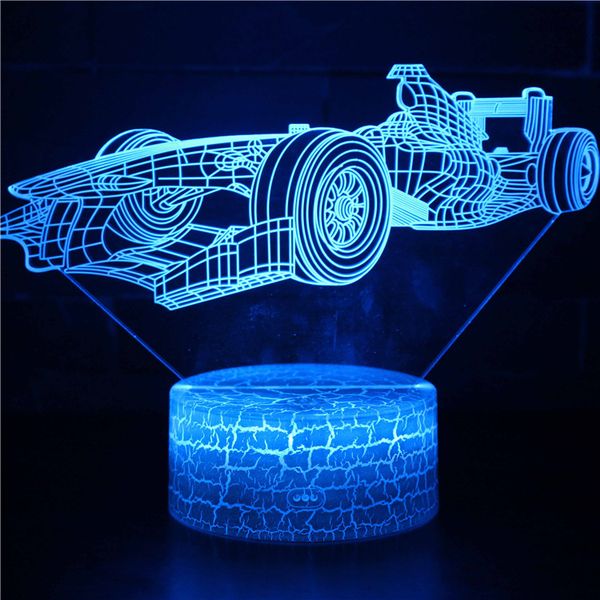 

sports car child 3d night light picture lamp automobile model base 16color kids illusion for room fairy light birthday gift