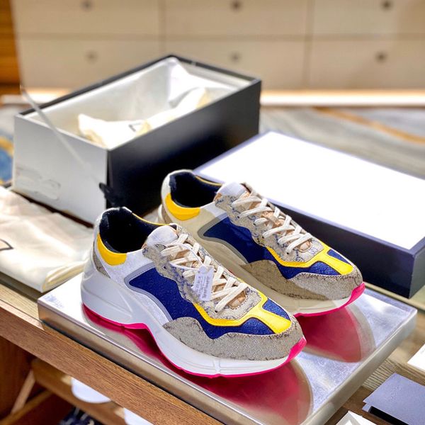 

2022 designer men casual shoes women vintage sneakers chaussures multicolor platform sneaker thick bottom daddy shoes ladies runner trainer, Black