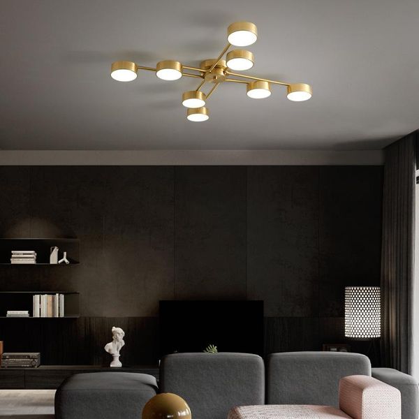 

living room ceiling lamp copper simple modern bedroom creative personality romantic warm lighting led lamps pendant