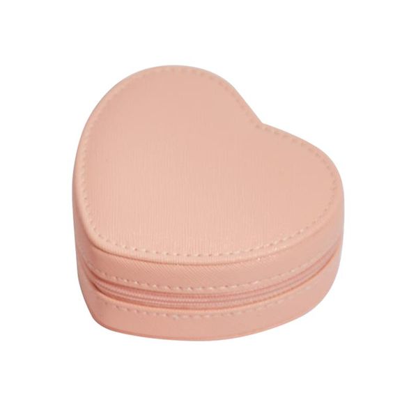 

jewelry pouches, bags gift for women necklace display heart shape pu box earrings accessories zipper design portable, Pink;blue