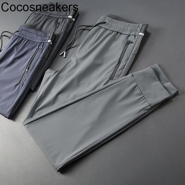 

women's pants & capris 2021 high-end craft silky elastic fabric summer thin ice silk men's leggings sports casual, Black;white