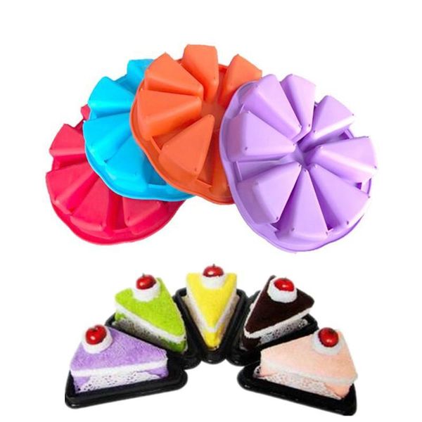 

cake tools 8 holes triangle mold silicone round shape pudding